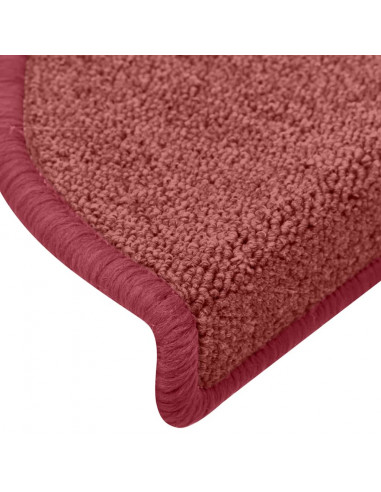 Tappetini per scale 15 pz 65x24x4 cm Bordeaux Semicircolari Grandi