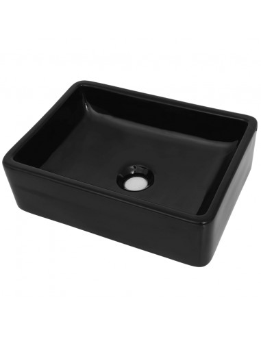 Lavandino Rettangolare in Ceramica Nero 41x30x12 cm