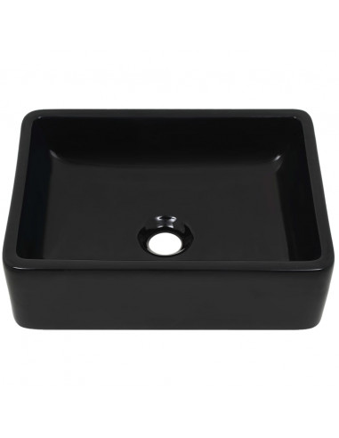 Lavandino Rettangolare in Ceramica Nero 41x30x12 cm