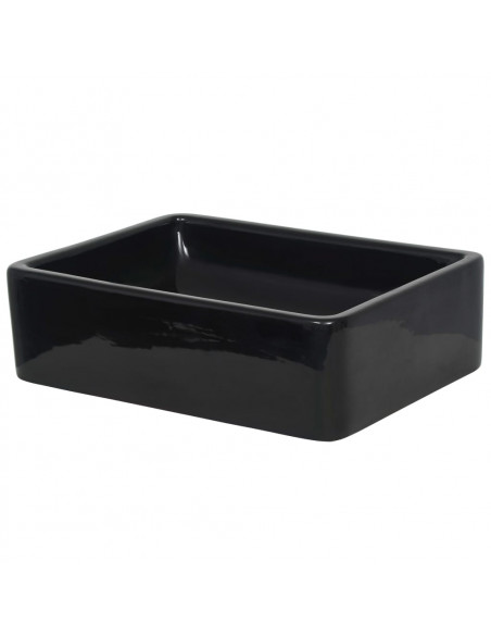 Lavandino Rettangolare in Ceramica Nero 41x30x12 cm