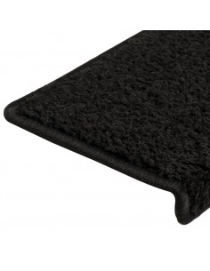 Tappetini per Scale in Moquette 15 pz 65x21x4 cm Neri