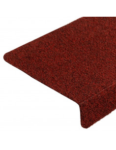 Tappetini per Scale Tessuto Agugliato 10 pz 65x21x4 cm Bordeaux