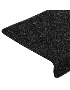Tappetini per Scale Tessuto Agugliato 10 pz 65x21x4 cm Neri