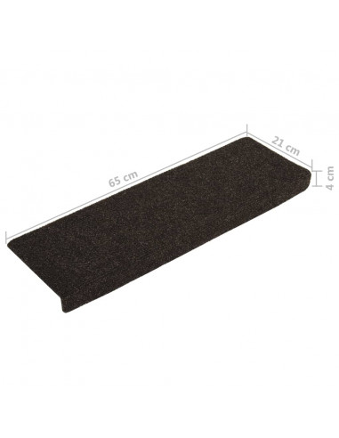 Tappetini per Scale Tessuto Agugliato 15 pz 65x21x4 cm