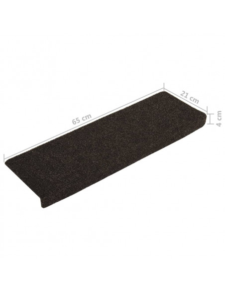 Tappetini per Scale Tessuto Agugliato 15 pz 65x21x4 cm