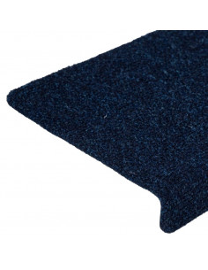 Tappetini per Scale Tessuto Agugliato 15 pz 65x21x4 cm Blu