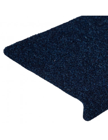 Tappetini per Scale Tessuto Agugliato 15 pz 65x21x4 cm Blu