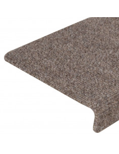 Tappetini per Scale Tessuto Agugliato 15 pz 65x21x4 cm Crema