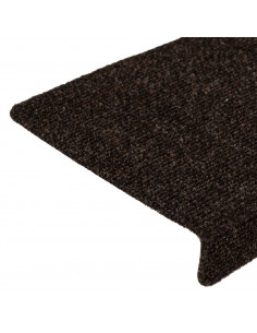 Tappetini per Scale Tessuto Agugliato 15 pz 65x21x4 cm Marrone