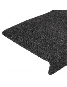 Tappetini per Scale Tessuto Agugliato 15 pz 65x21x4cm Antracite