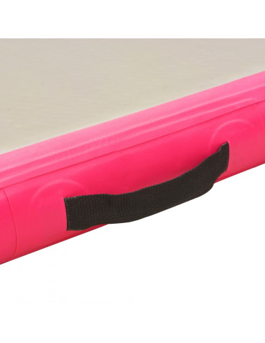 Tappetino Ginnastica Gonfiabile con Pompa 400x100x10cm PVC Rosa