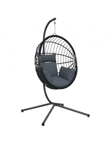 Sedia a Uovo Sospesa con Supporto Antracite Polyrattan/Acciaio