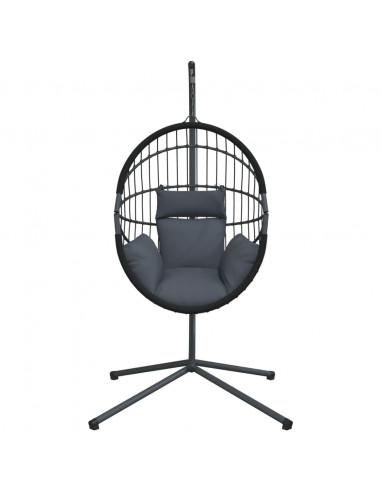 Sedia a Uovo Sospesa con Supporto Antracite Polyrattan/Acciaio