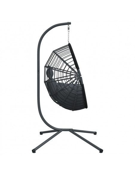 Sedia a Uovo Sospesa con Supporto Antracite Polyrattan/Acciaio