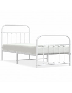 Giroletto con Testiera e Pediera Metallo Bianco 90x190 cm 2