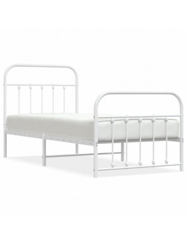 Giroletto con Testiera e Pediera Metallo Bianco 90x190 cm