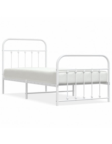 Giroletto con Testiera e Pediera Metallo Bianco 90x190 cm
