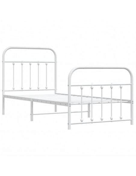 Giroletto con Testiera e Pediera Metallo Bianco 90x190 cm