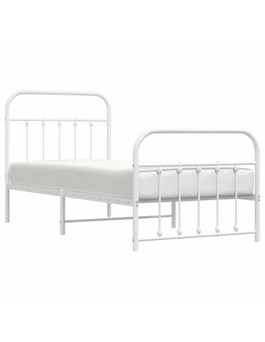 Giroletto con Testiera e Pediera Metallo Bianco 90x190 cm