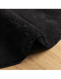 Tappeto a Pelo Corto HUARTE Morbido e Lavabile Nero Ø 80 cm