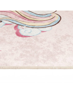 Tappeto Bambini Rosa 160x230 cm Unicorno Lavabile Antiscivolo
