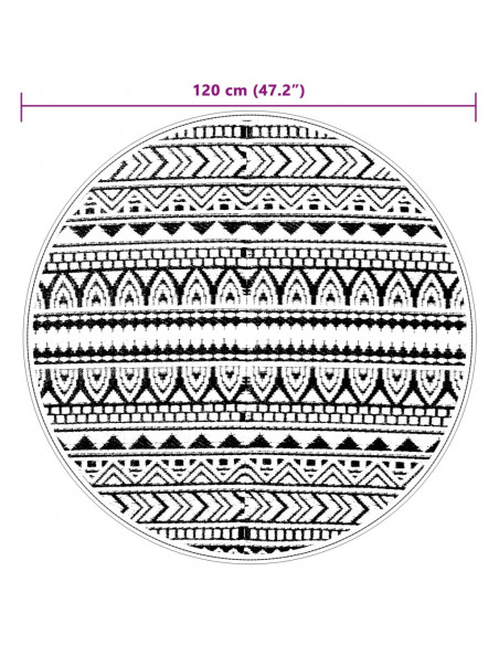 Tappeto da Esterni Nero Ø120 cm in PP