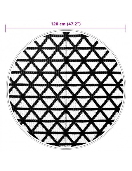 Tappeto da Esterni Nero Ø120 cm in PP