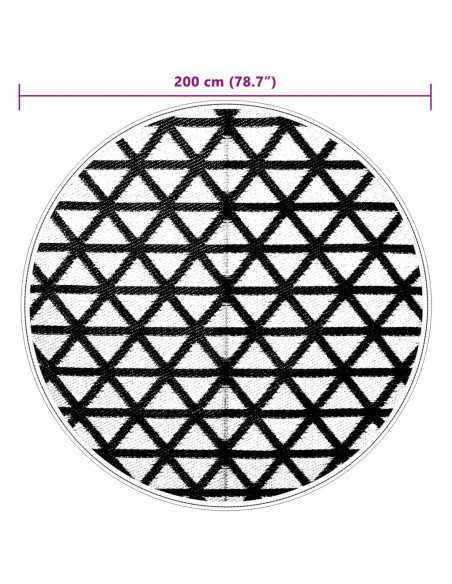 Tappeto da Esterni Nero Ø200 cm in PP