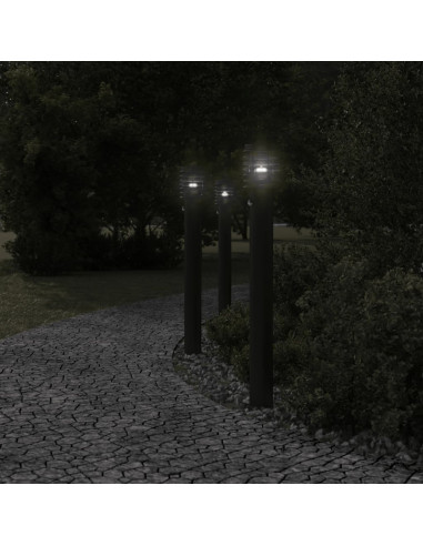 Lampada da Terra per Esterni Sensore Nera 110 cm in Acciaio