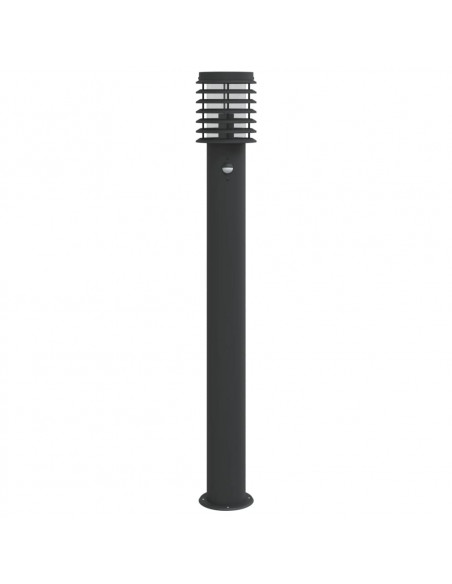Lampada da Terra per Esterni Sensore Nera 110 cm in Acciaio
