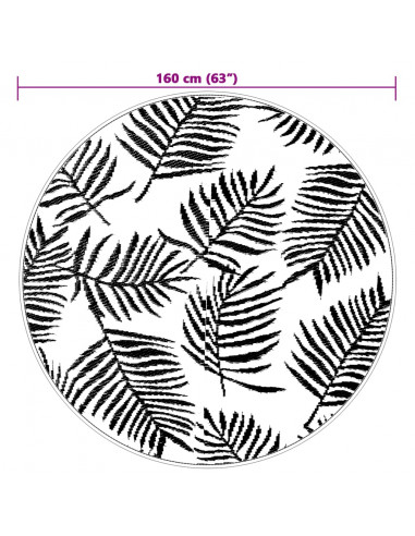 Tappeto da Esterno Bianco e Nero Ø160 cm in PP