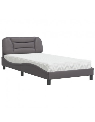 Letto Materasso Grigio 100x200 cm in Similpelle