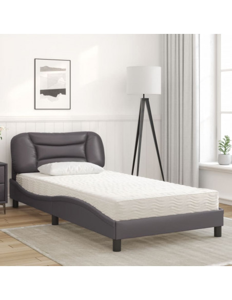 Letto Materasso Grigio 100x200 cm in Similpelle