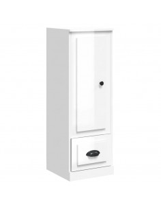 Credenza Bianco Lucido 36x35,5x103,5 cm in Legno Multistrato 2
