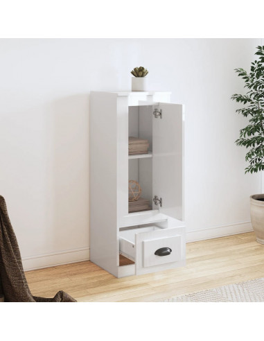 Credenza Bianco Lucido 36x35,5x103,5 cm in Legno Multistrato