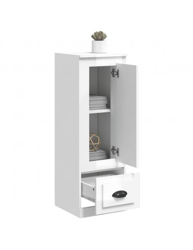 Credenza Bianco Lucido 36x35,5x103,5 cm in Legno Multistrato