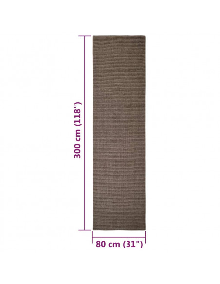 Tappeto in Sisal per Tiragraffi Marrone 80x300 cm