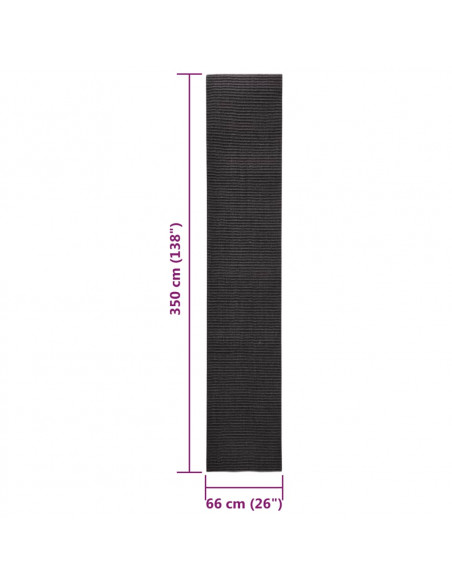 Tappeto in Sisal per Tiragraffi Nero 66x350 cm