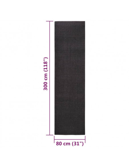 Tappeto in Sisal per Tiragraffi Nero 80x300 cm