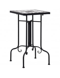 Tavolino di Servizio con Mosaico Nero e Bianco in Ceramica 2