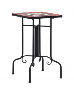 Tavolino di Servizio Mosaico Terracotta e Bianco in Ceramica 2