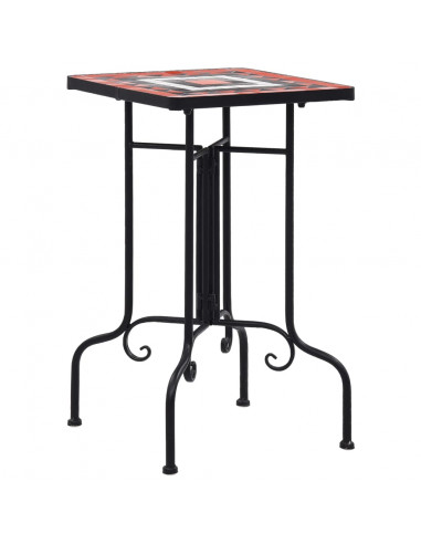 Tavolino di Servizio Mosaico Terracotta e Bianco in Ceramica