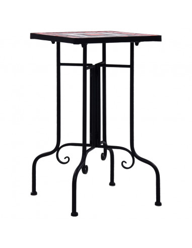 Tavolino di Servizio Mosaico Terracotta e Bianco in Ceramica