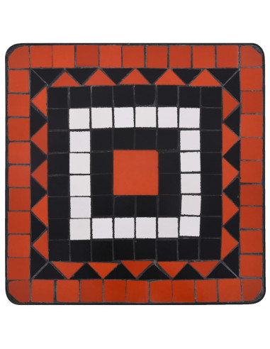 Tavolino di Servizio Mosaico Terracotta e Bianco in Ceramica