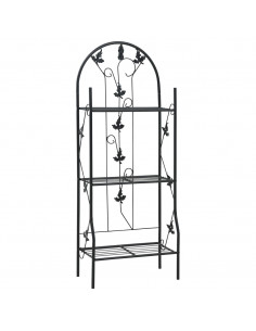 Supporto per Piante a 3 Livelli Nero 52x28x128 cm in Ferro 2