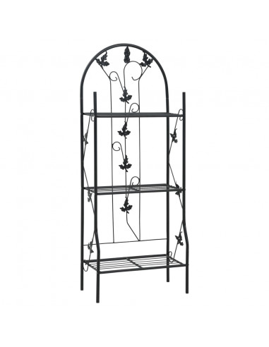 Supporto per Piante a 3 Livelli Nero 52x28x128 cm in Ferro