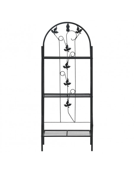 Supporto per Piante a 3 Livelli Nero 52x28x128 cm in Ferro