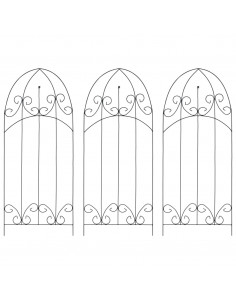 Supporti da Giardino per Piante 3 pz Neri 40x100 cm in Ferro 2