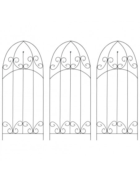 Supporti da Giardino per Piante 3 pz Neri 40x100 cm in Ferro