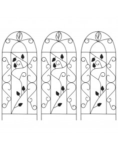 Supporti da Giardino per Piante 3 pz Neri 40x100 cm in Ferro 2